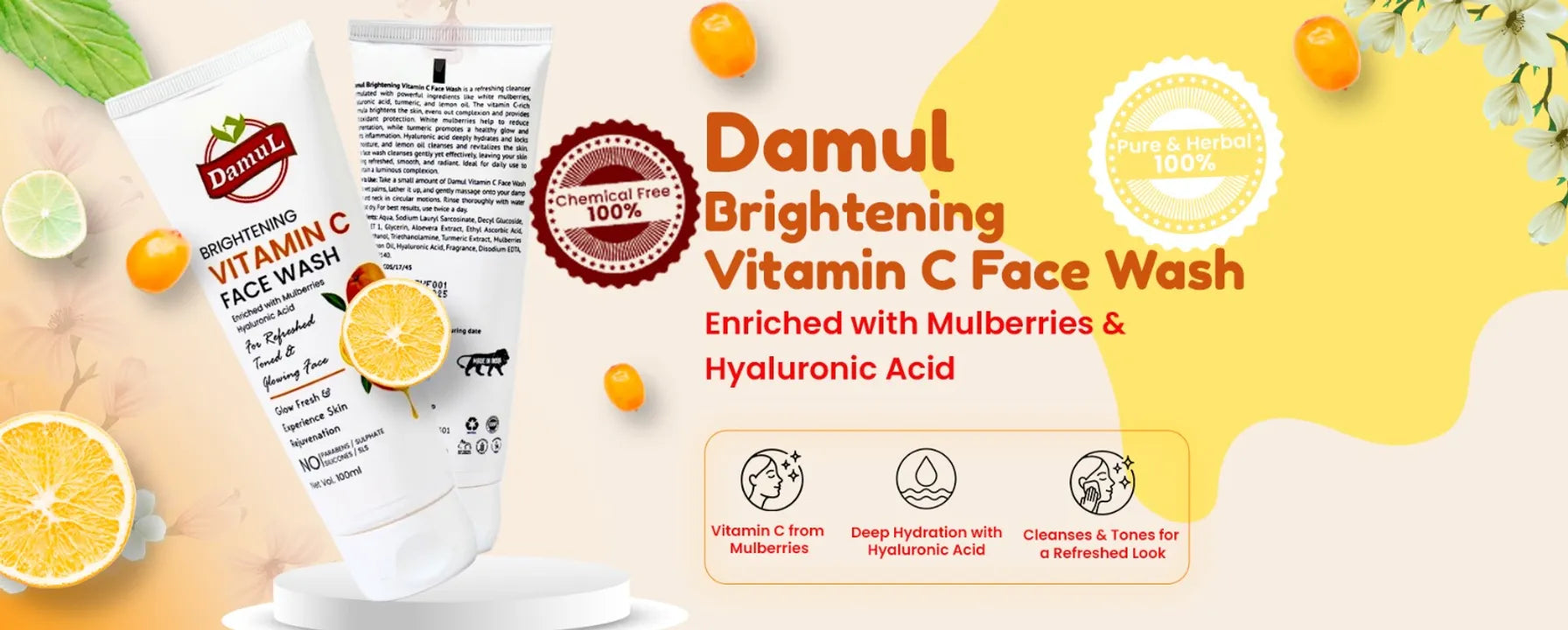 Damul Vitamin C Facewash, 100% natural and chemical free